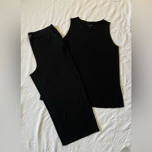 J Jill 2 piece Pants lounge Set
 Size large Black Polyester Cropped Pants & Top